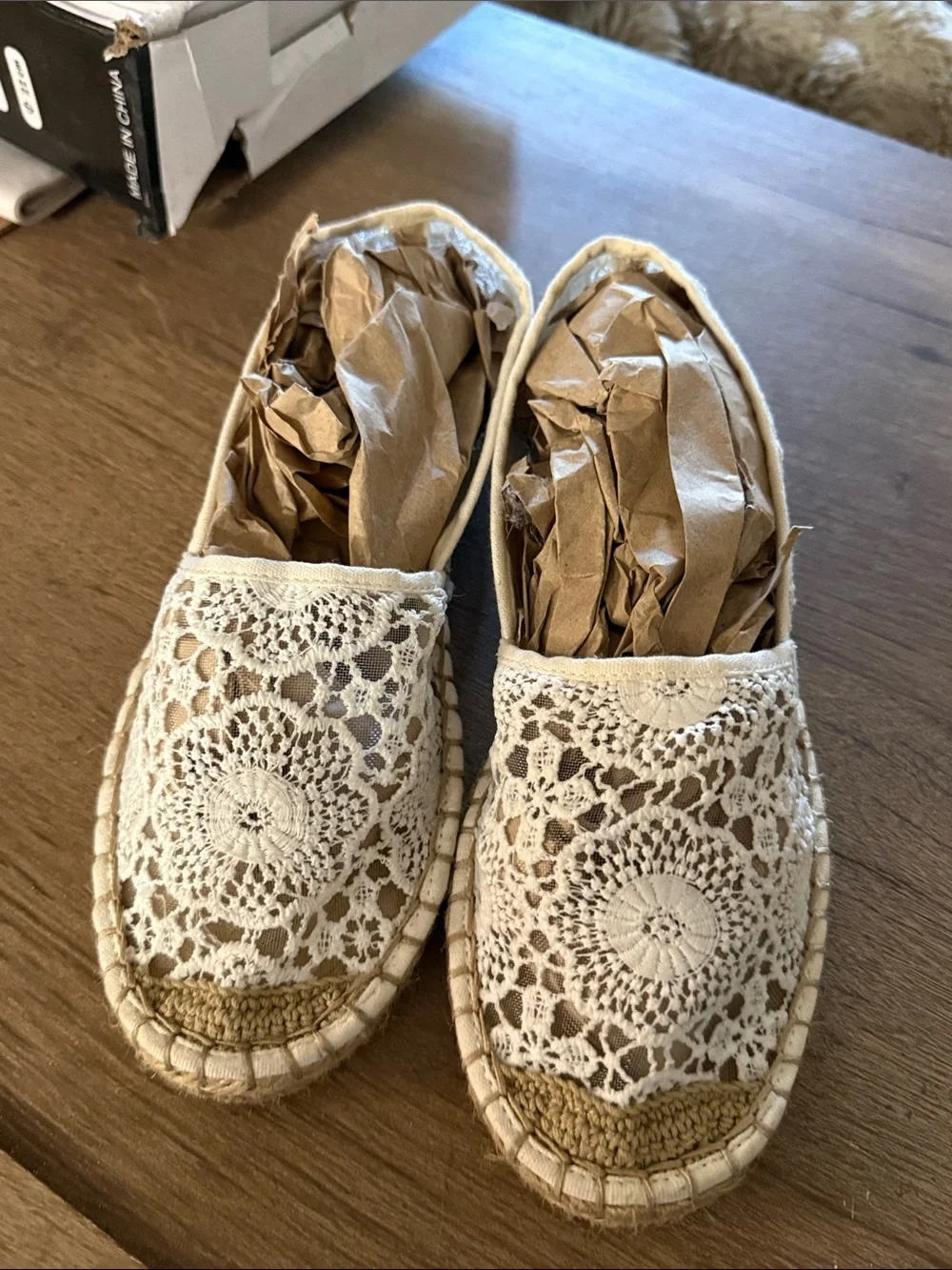 Women's Crochet Espadrille Slip-Ons - Cream